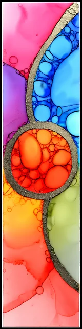 Free abstract bookmark featuring a red circle in abstract blobs